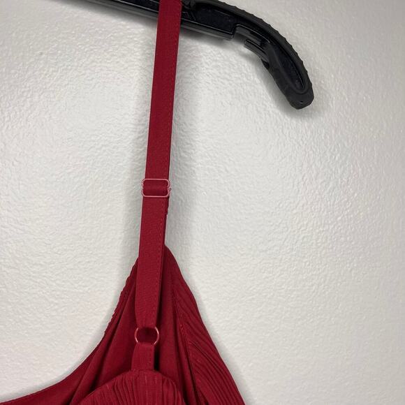 NWT Lane Bryant Plus Sz 18 20 Burgundy Micro Pleated Wide Legs Popover Jumpsuit - Picture 7 of 14